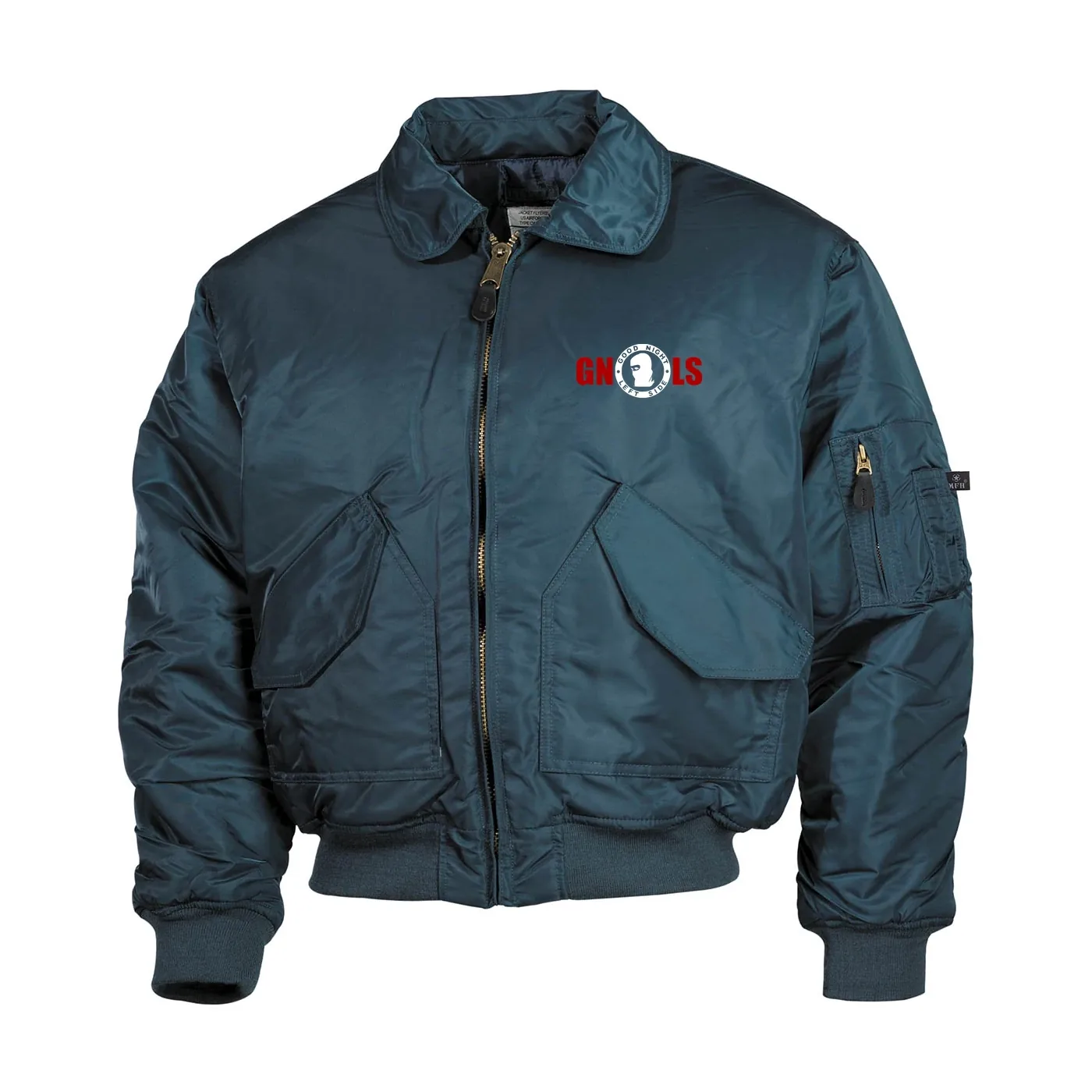 Bestickte Herren CWU Jacke, Navyblau - Good night left side
