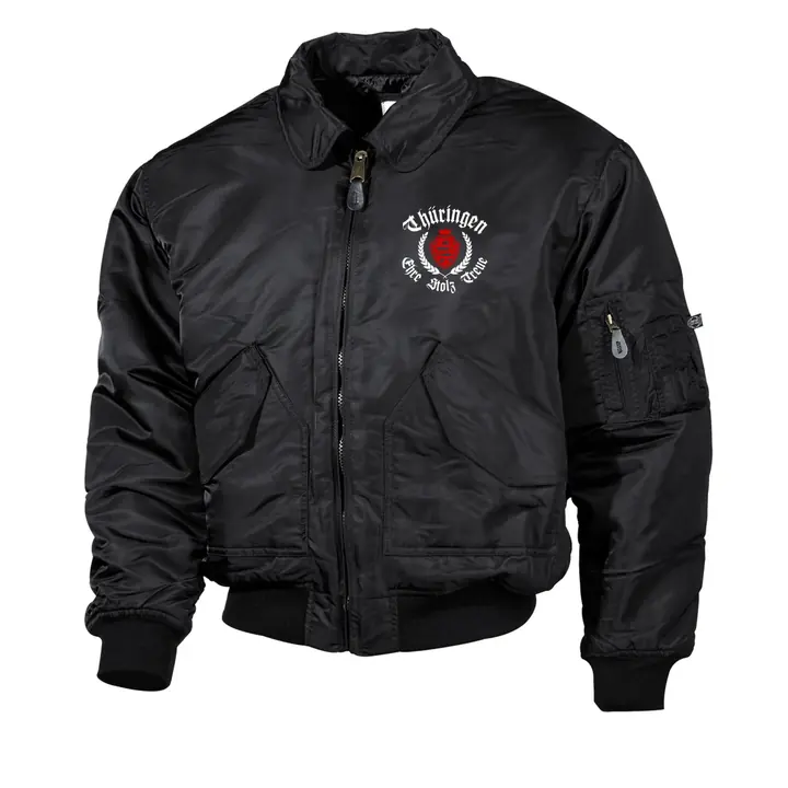 Bestickte Herren CWU Jacke, Schwarz - Thüringen, ehre stolz treue