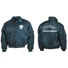 Bestickte Herren CWU Jacke, Navyblau - Landser Deutschland Vorder- und Rückseite