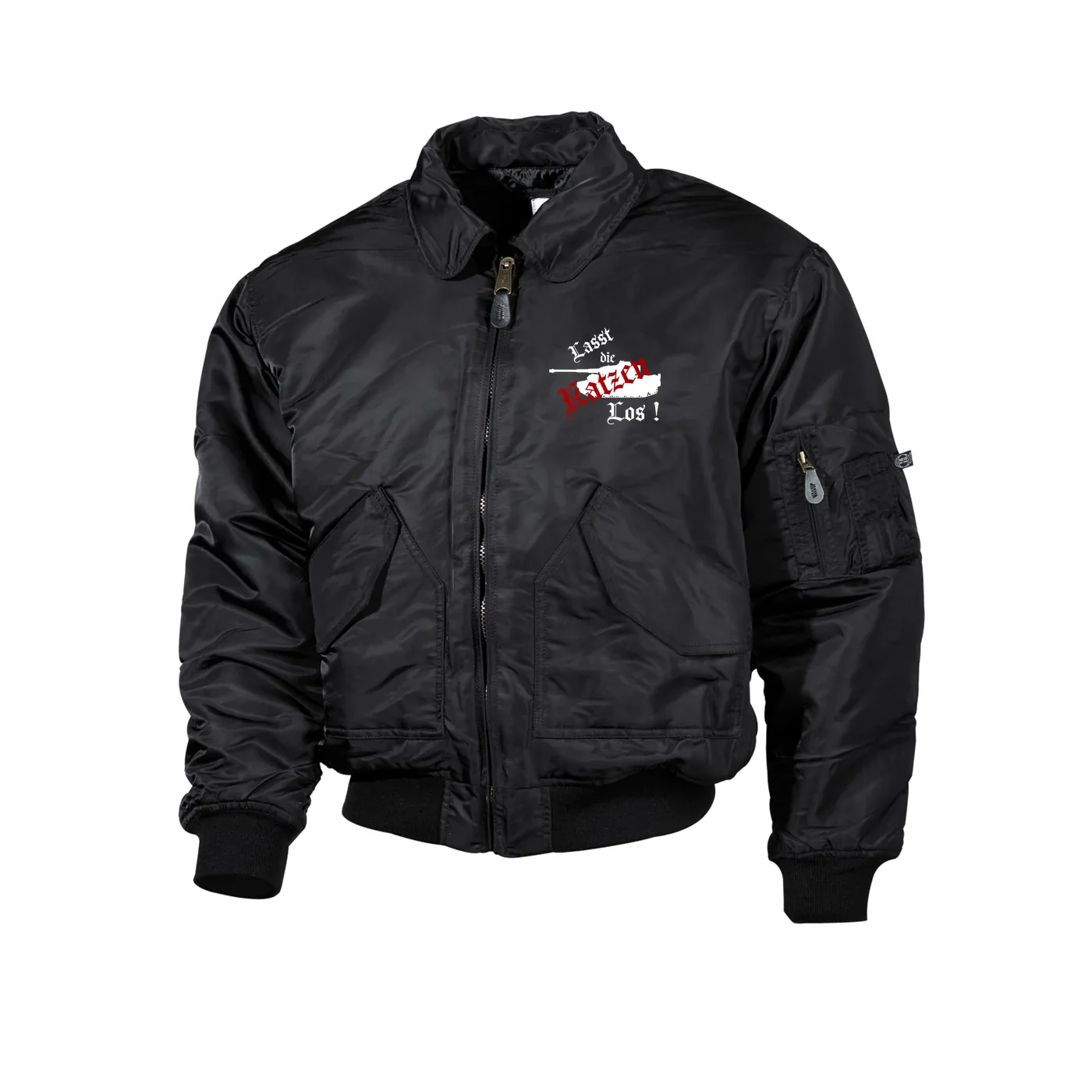 Bestickte Herren CWU Jacke, Schwarz - Lasst die Katzen los
