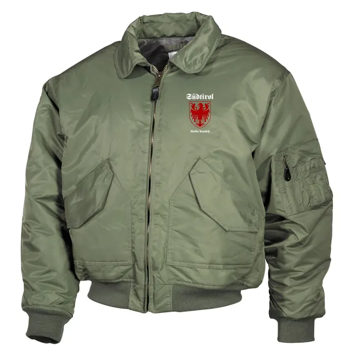 Bestickte Herren CWU Jacke, Oliv - Südtirol bleibt deutsch