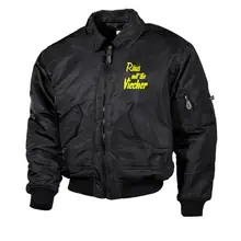 Bestickte Herren CWU Jacke, Schwarz - Raus mit die Viecher Vorderseite