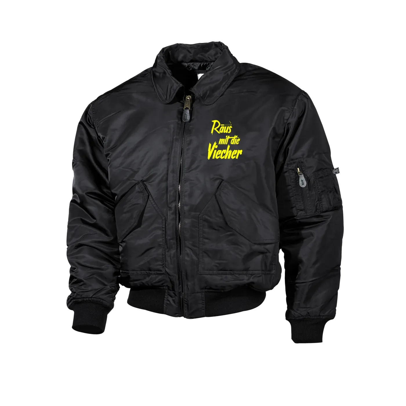 Bestickte Herren CWU Jacke, Schwarz - Raus mit die Viecher