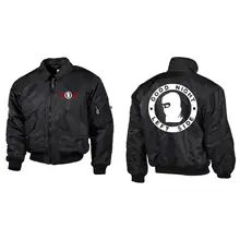 Bestickte Herren CWU Jacke, Schwarz - Good night left side Vorder- und Rückseite