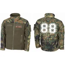 Bestickte Fleecejacke "Combat", flecktarn - 100% White Vorder- und Rückseite