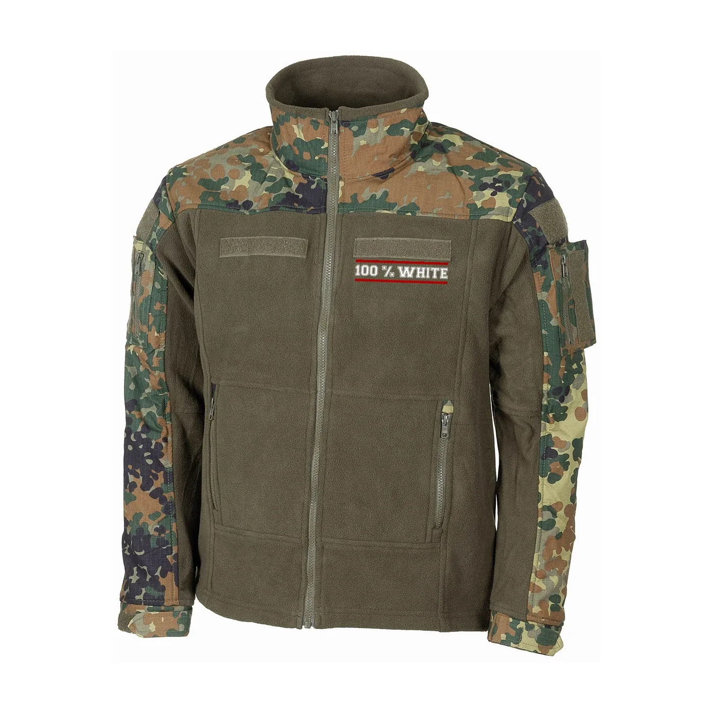 Bestickte Fleecejacke "Combat", flecktarn - 100% White