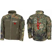 Bestickte Fleecejacke "Combat", flecktarn - Heute tolerant morgen fremd im eigenen Land - gewählte Variante