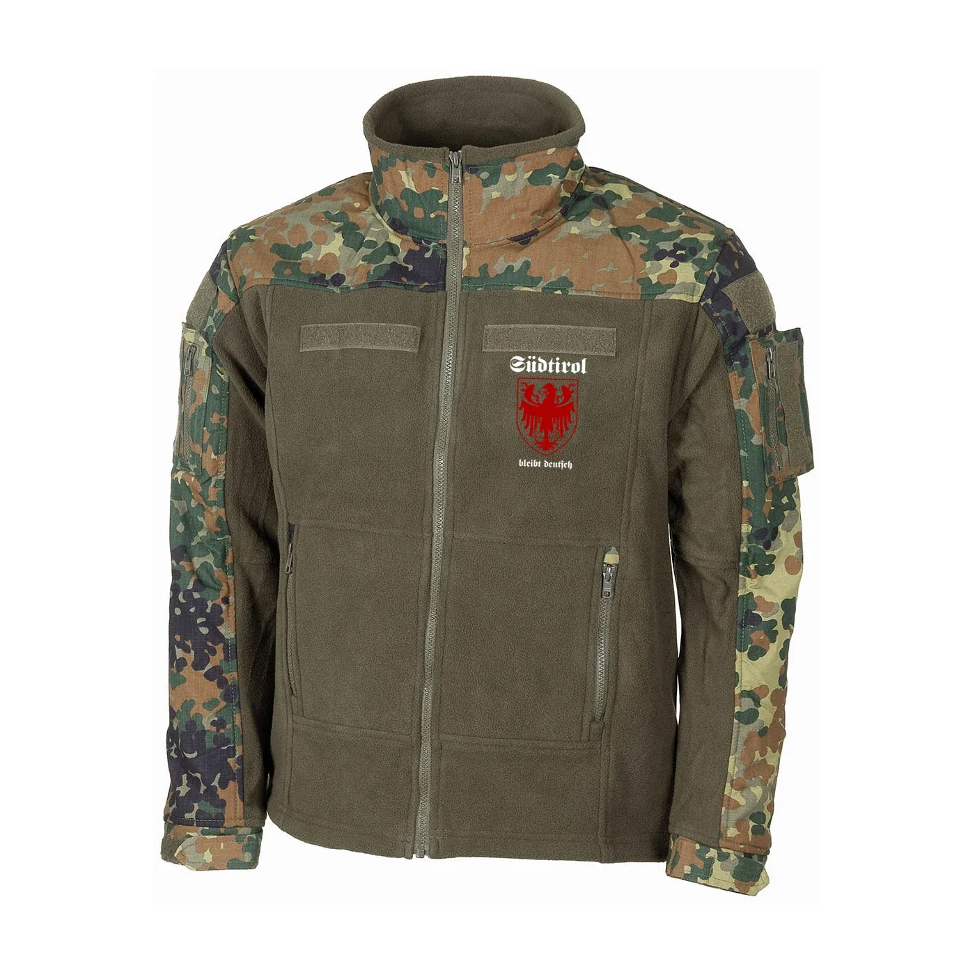 Bestickte Fleecejacke "Combat", flecktarn - Südtirol bleibt deutsch