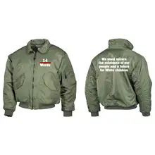 Bestickte Herren CWU Jacke, Oliv - 14 Words Vorder- und Rückseite