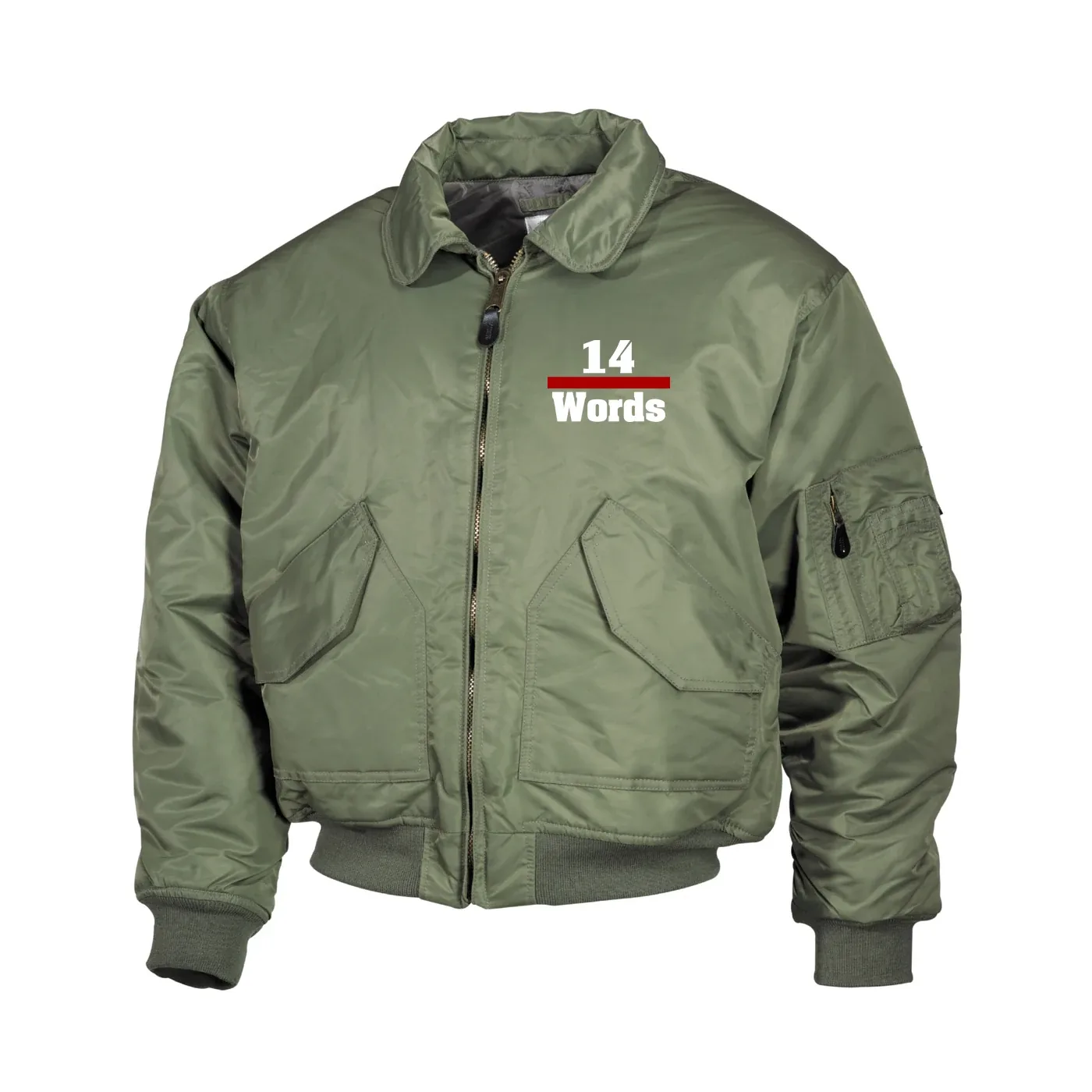 Bestickte Herren CWU Jacke, Oliv - 14 Words