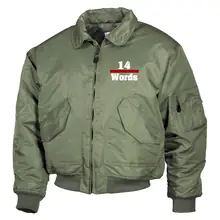 Bestickte Herren CWU Jacke, Oliv - 14 Words - gewählte Variante