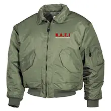 Bestickte Herren CWU Jacke, Oliv - Nicht an Zuwanderung interessiert, Fahne - gewählte Variante