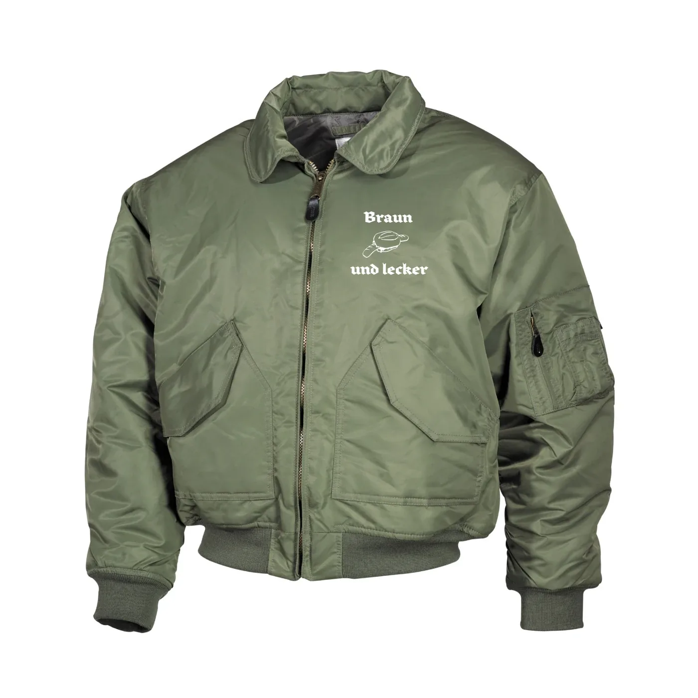 Bestickte Herren CWU Jacke, Oliv - Braun und lecker