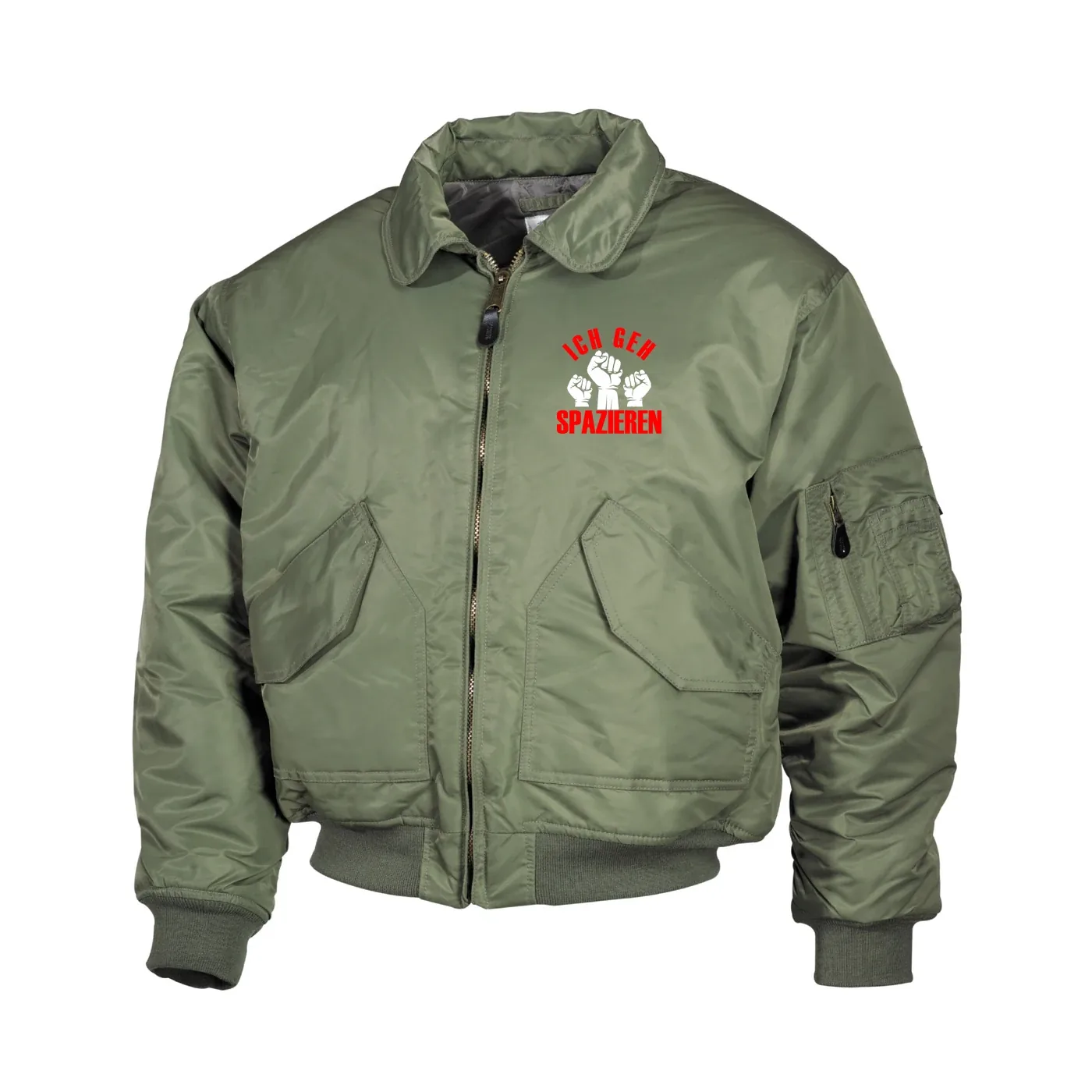 Bestickte Herren CWU Jacke, Oliv - Ich geh Spazieren
