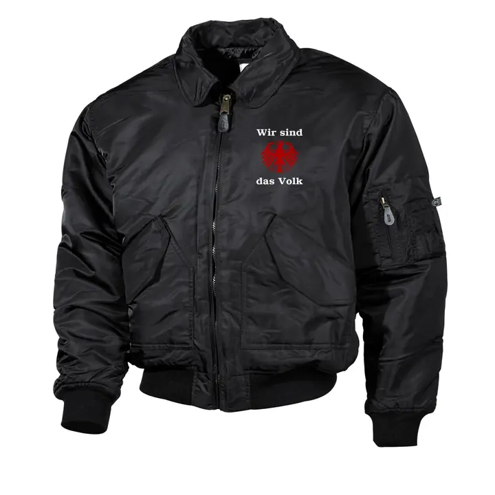 Bestickte Herren CWU Jacke, Schwarz - Wir sind das Volk