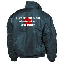 Bestickte Herren CWU Jacke, Navyblau - Petri Heil Rückseite