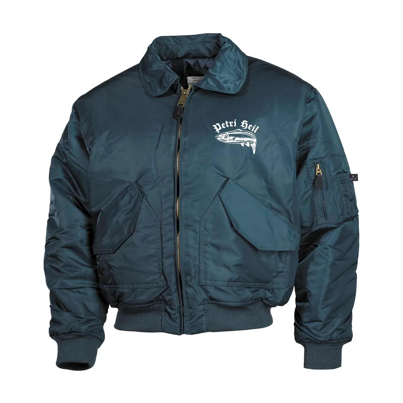 Bestickte Herren CWU Jacke, Navyblau - Petri Heil