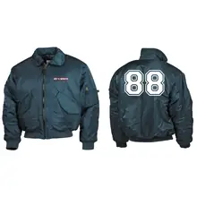 Bestickte Herren CWU Jacke, Navyblau - 100% White Vorder- und Rückseite