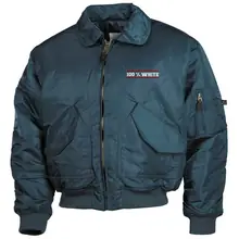 Bestickte Herren CWU Jacke, Navyblau - 100% White - gewählte Variante