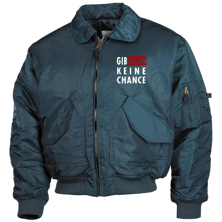 Bestickte Herren CWU Jacke, Navyblau - Gib Islam keine Chance