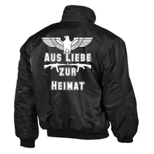 Bestickte Herren CWU Jacke, Schwarz - Aus liebe zur Heimat Rückseite