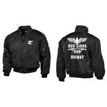 Bestickte Herren CWU Jacke, Schwarz - Aus liebe zur Heimat Vorder- und Rückseite