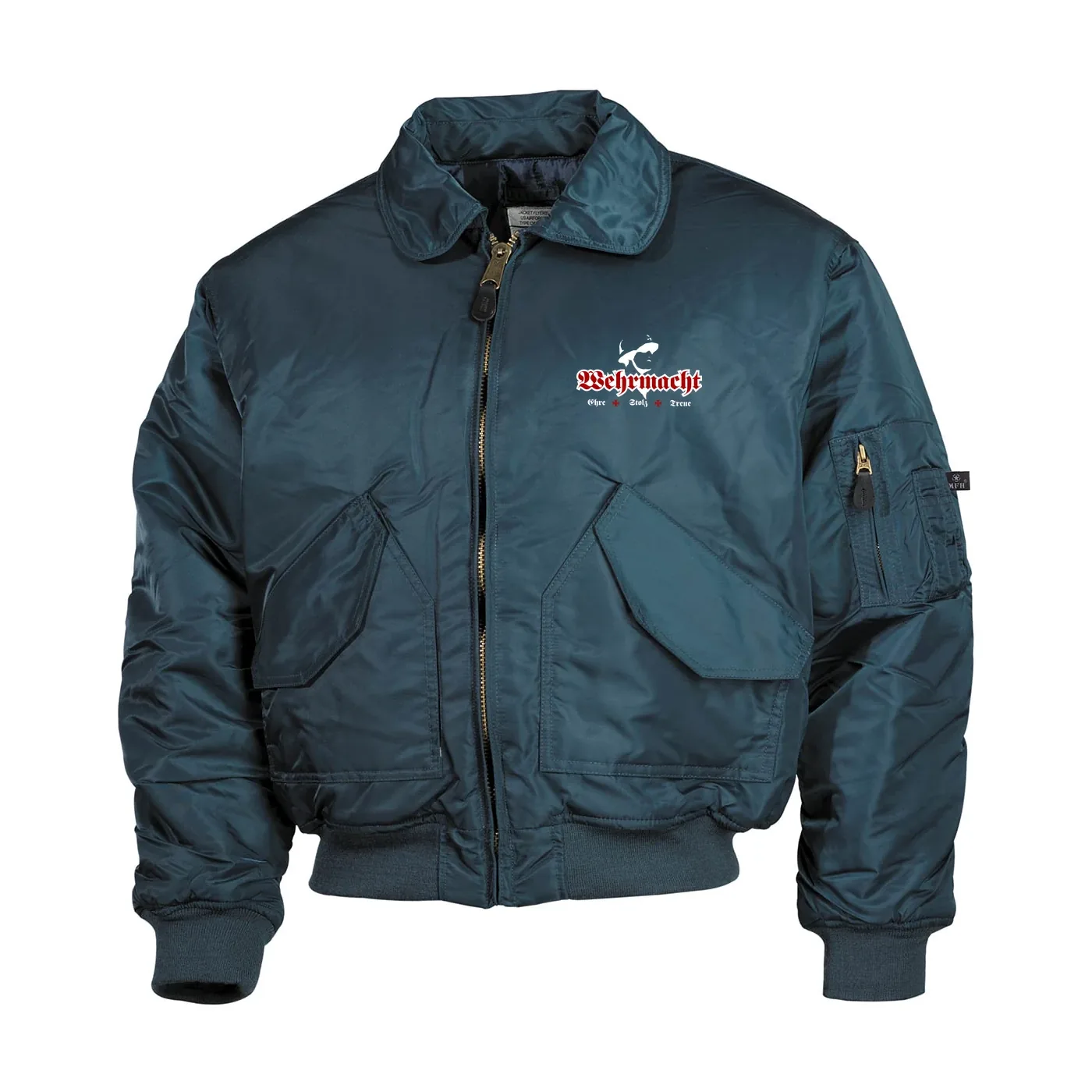 Bestickte Herren CWU Jacke, Navyblau - Wehrmacht, ehre stolz treue
