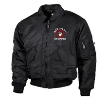 Bestickte Herren CWU Jacke, Schwarz - Asylflut stoppen Vorderseite