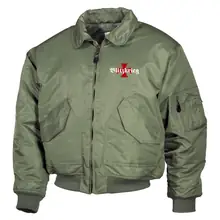 Bestickte Herren CWU Jacke, Oliv - Blitzkrieg Vorderseite