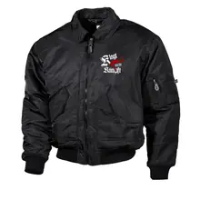 Bestickte Herren CWU Jacke, Schwarz - Klagt nicht kämpft, Ak47 - gewählte Variante