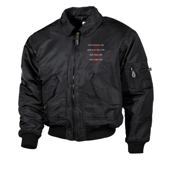 Bestickte Herren CWU Jacke, Schwarz - Mein Schwert für Tyr