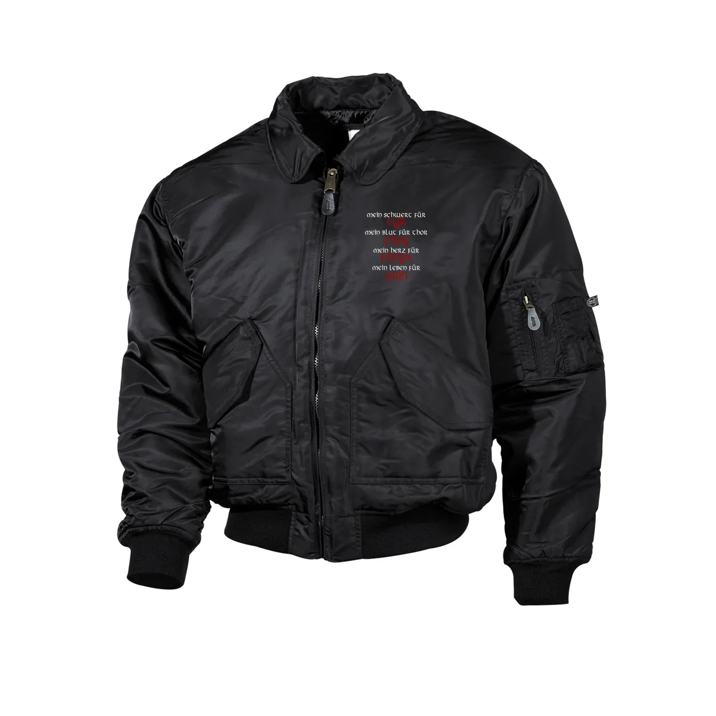 Bestickte Herren CWU Jacke, Schwarz - Mein Schwert für Tyr