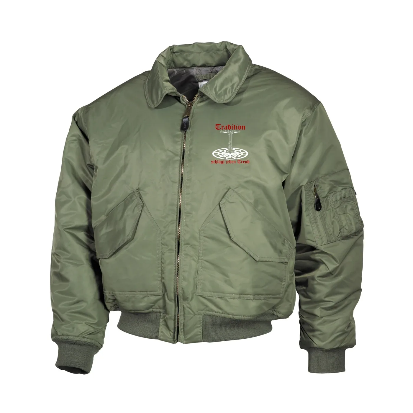 Bestickte Herren CWU Jacke, Oliv - Tradition schlägt jeden Trend