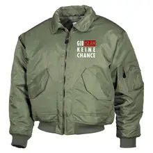 Bestickte Herren CWU Jacke, Oliv - Gib Islam keine Chance Vorderseite