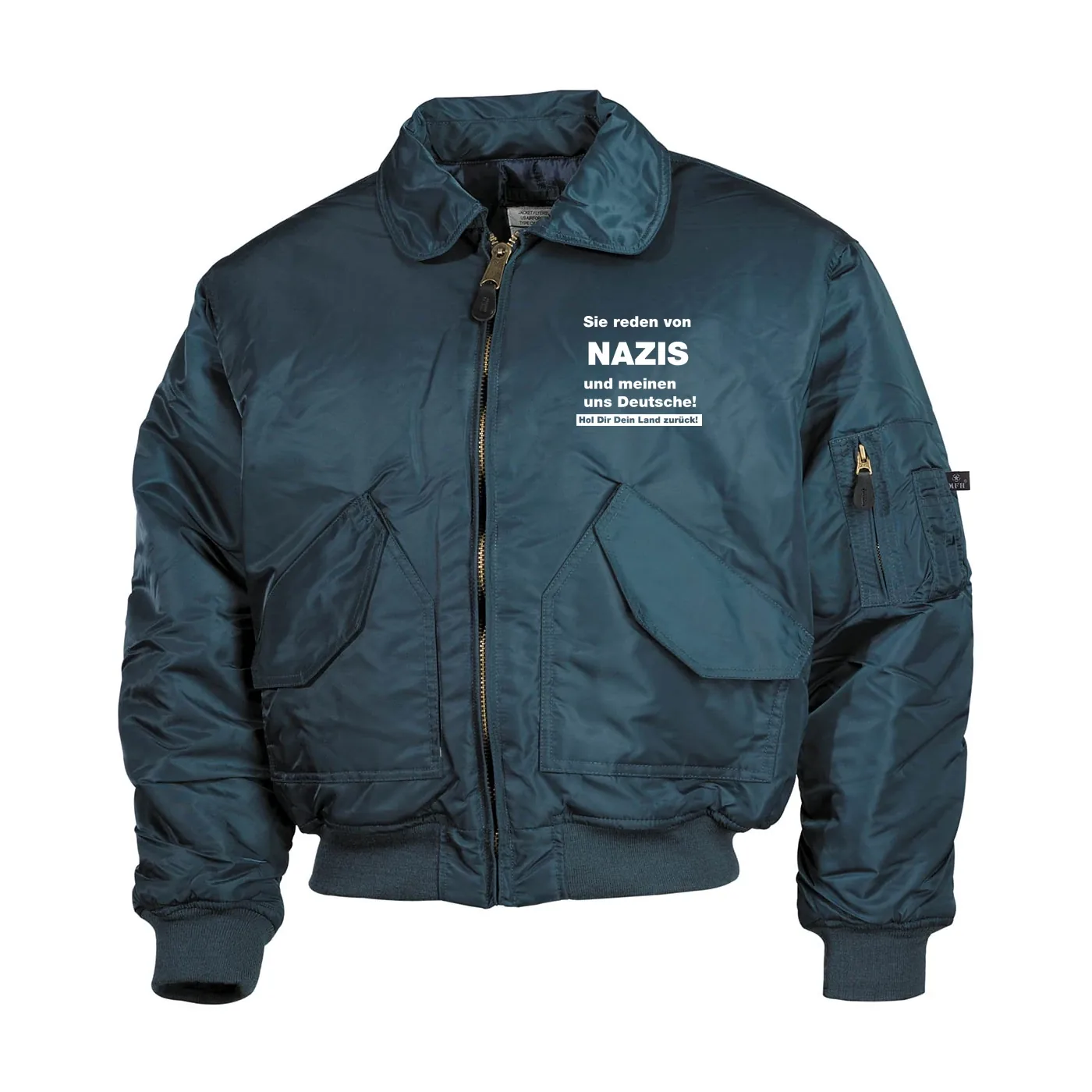Bestickte Herren CWU Jacke, Navyblau - Sie reden von Nazis