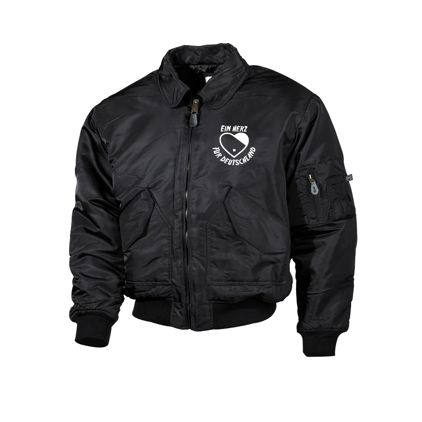 Bestickte Herren CWU Jacke, Schwarz - Ein Herz für Deutschland