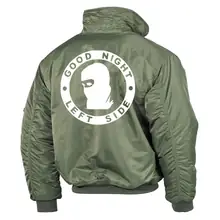 Bestickte Herren CWU Jacke, Oliv - Good night left side Rückseite