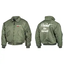 Bestickte Herren CWU Jacke, Oliv - Nationalist für Heimat, Volk und Vaterland Vorder- und Rückseite