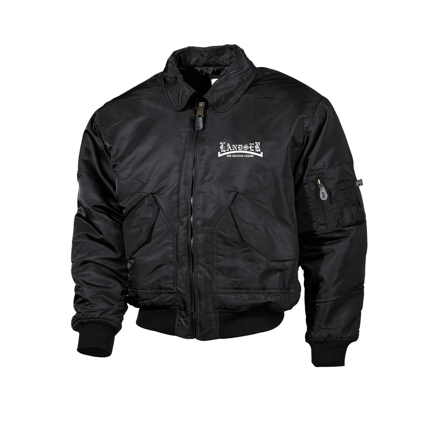 Bestickte Herren CWU Jacke, Schwarz - Landser, weiß
