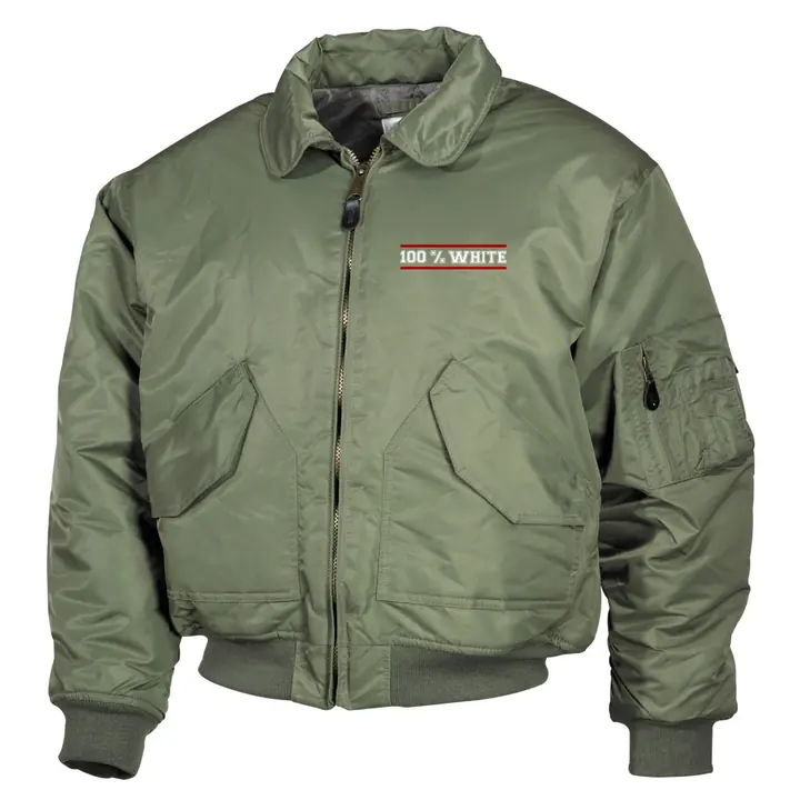 Bestickte Herren CWU Jacke, Oliv - 100% White