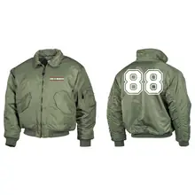 Bestickte Herren CWU Jacke, Oliv - 100% White Vorder- und Rückseite