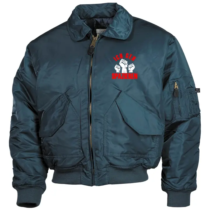 Bestickte Herren CWU Jacke, Navyblau - Ich geh Spazieren