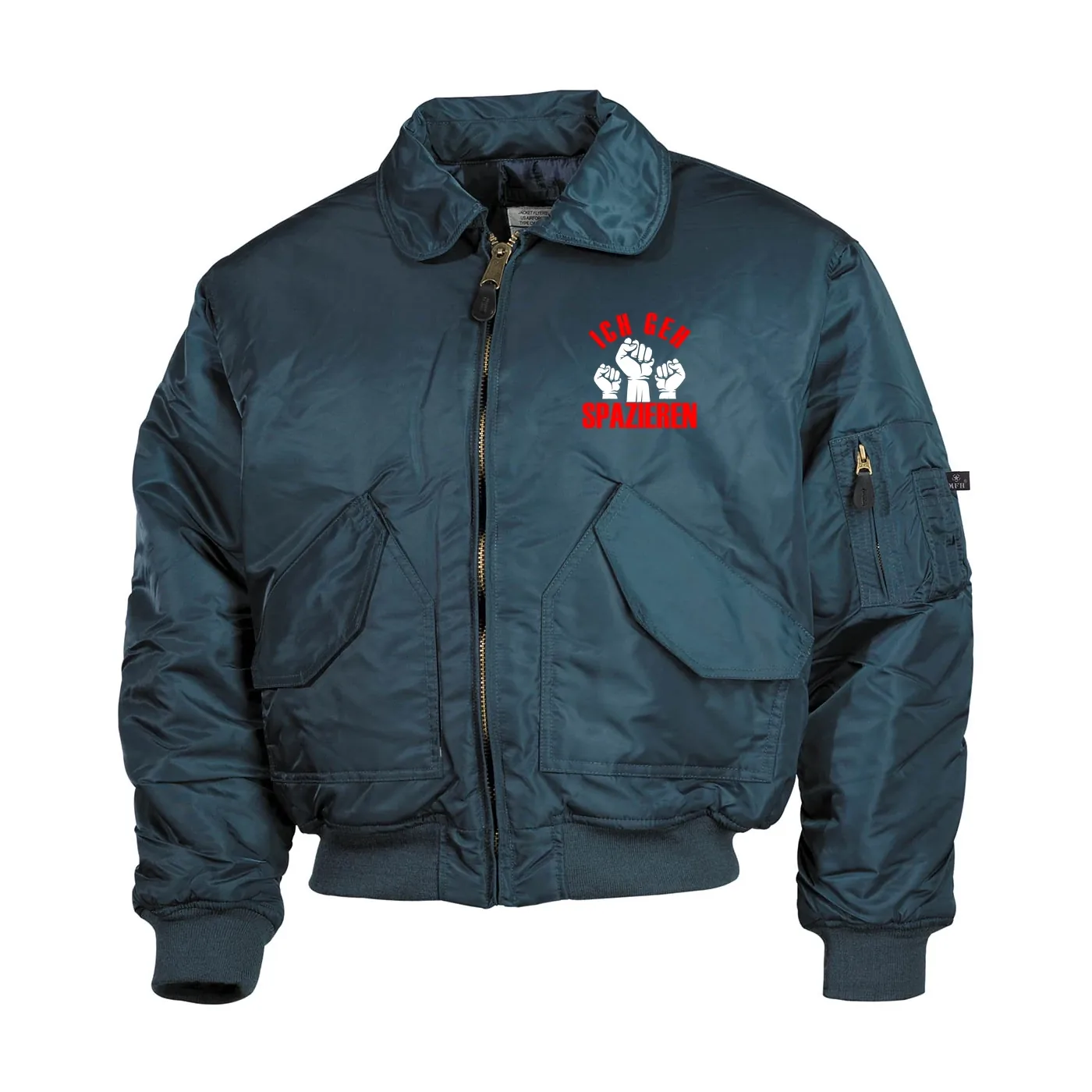 Bestickte Herren CWU Jacke, Navyblau - Ich geh Spazieren