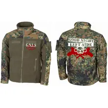 Bestickte Fleecejacke "Combat", flecktarn - GNLS, Schlagring Vorder- und Rückseite