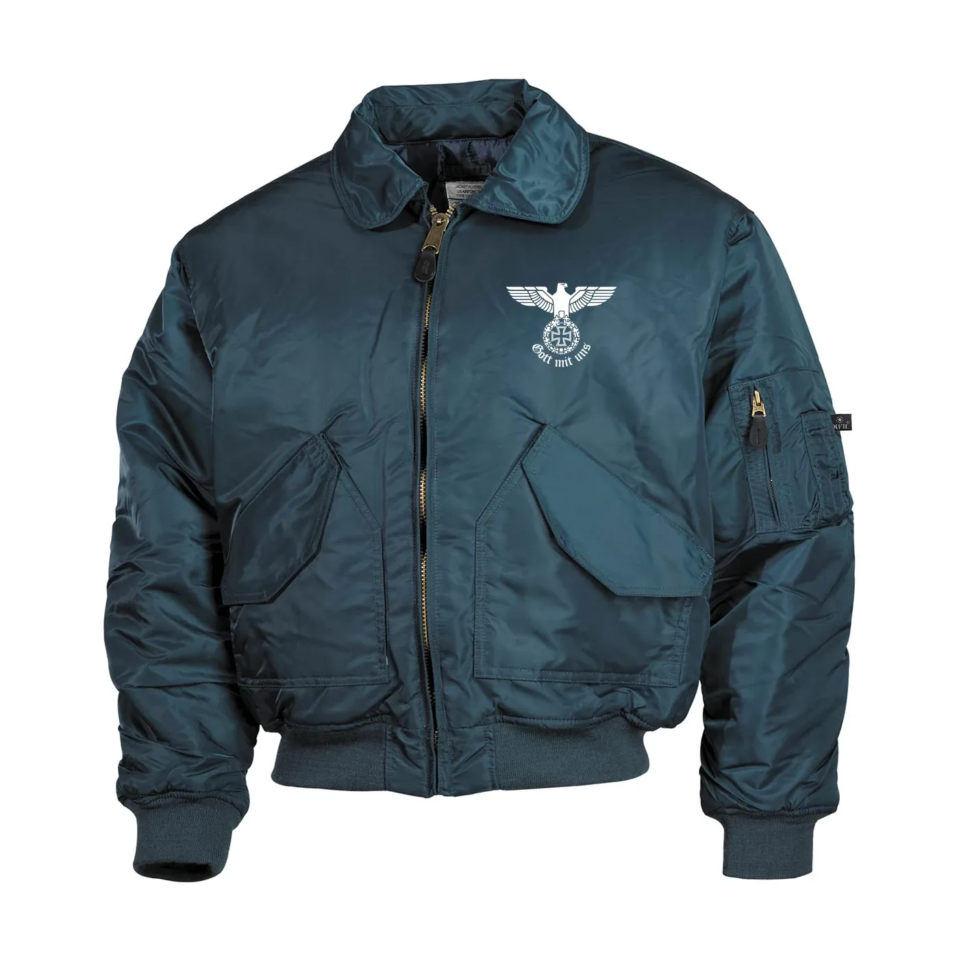 Bestickte Herren CWU Jacke, Navyblau - Gott mit uns