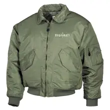 Bestickte Herren CWU Jacke, Oliv - Ungeimpft, Einfarbig Vorderseite
