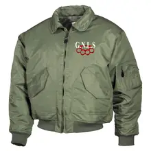 Bestickte Herren CWU Jacke, Oliv - GNLS, Schlagring Vorderseite
