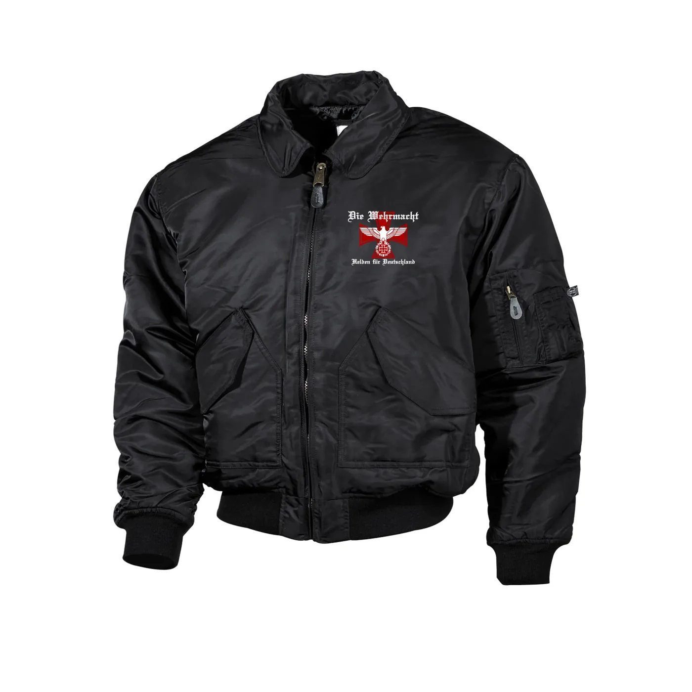 Bestickte Herren CWU Jacke, Schwarz - Die Wehrmacht, Helden für Deutschland