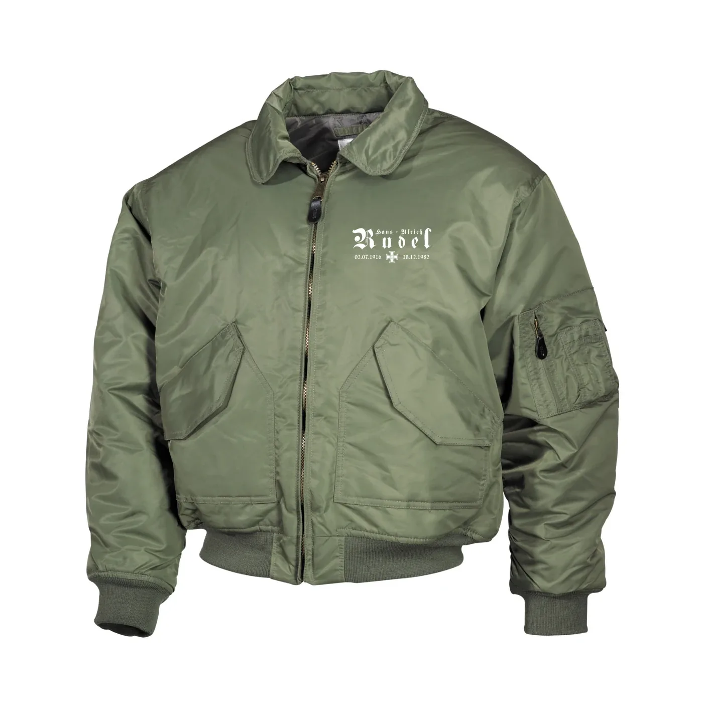 Bestickte Herren CWU Jacke, Oliv - Hans Ulrich Rudel, Kreuz