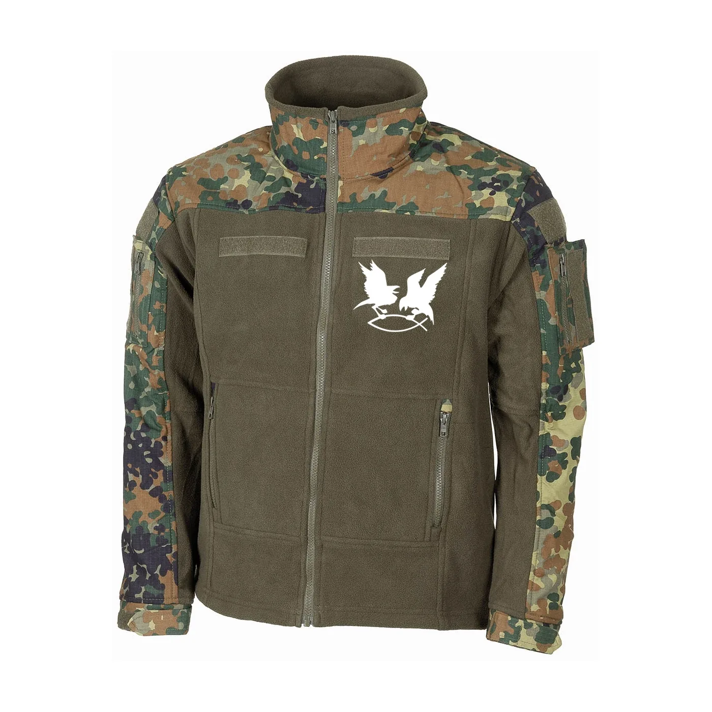 Bestickte Fleecejacke "Combat", flecktarn - Hugin Munin